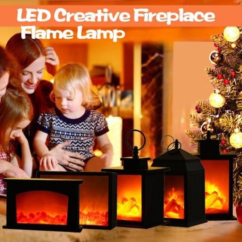 Vintage style LED Creative Fireplace Flame Lamp Nordic Style Decoration Christmas Ornament Battery operated fireplace Lights