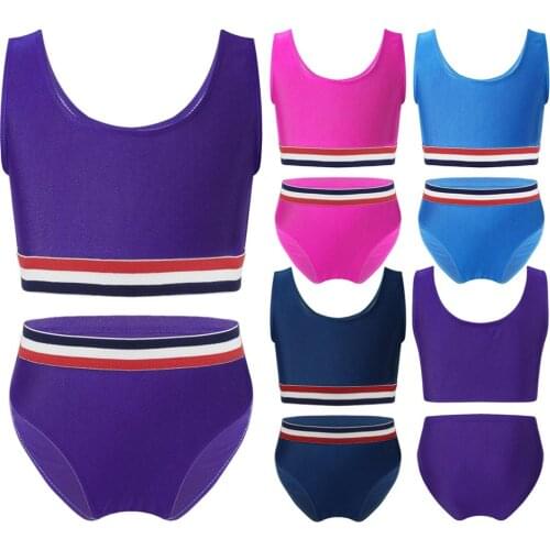 Children Kids Girls Tankini Sleeveless Tank Bralette Bikini Top with Hipster Bottoms Bathing Suit Set Beach Swimwear Swimsuit