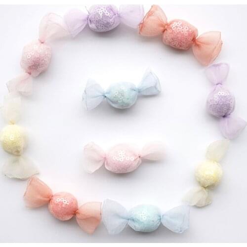 2pcs 4.5*1.5cm Glitter Sequin Patches For Clothing Headwear Diy Crafts Candy Sticker Hair Clip Sewing Supplies Handmade Applique