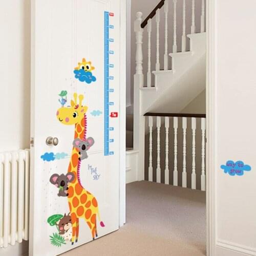 Giraffe in the Clouds Sun Cartoon Wall Stickers Height Ruler Measure for Childrens Room Kids Room Nursery for Home Decoration
