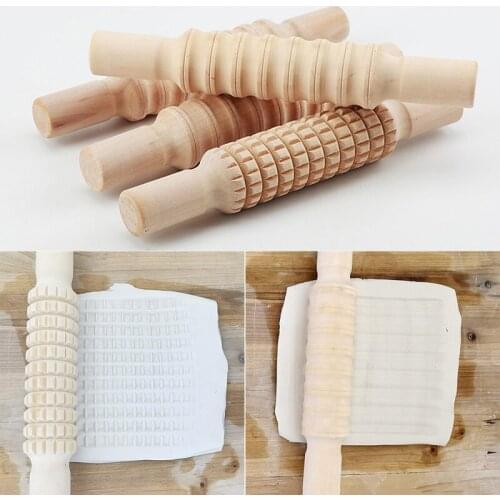 1PC Pottery Clay Wooden Rolling Stick DIY Handmade Craft Pottery Texture Tools Clay Board Accessories Supplies