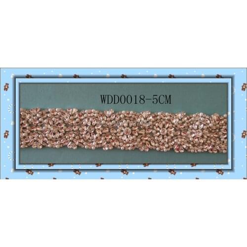 10 yards) Wholesale bridal beaded crystal rhinestone pearl applique trim iron on for wedding dress DIY sash WDD0018