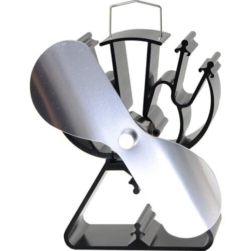 2 Blades Heat Powered Stove Top Fan Efficient Heat Distribution Fireplace Fan Quiet Eco Triangle-Shaped Base More Secure