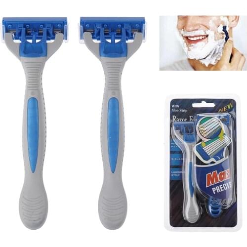 2Pcs/lot Straight Replaceable Safety Razor 5 layers Razor Blades With 1 Handle Mens Shaver Razor Blades Face Care