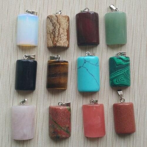 2017 fashion Assorted natural stone half cylinder pendants charms for DIY jewelry Wholesale 12pcs/lot free shipping