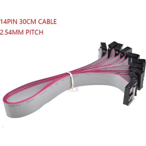 5PCS FC-14p 30CM 2.54MM pitch JTAG AVR ISP DOWNLOAD CABLE 14P WIRE 14PIN Gray Flat Ribbon Data Cable FOR DC3 IDC BOX HEADER