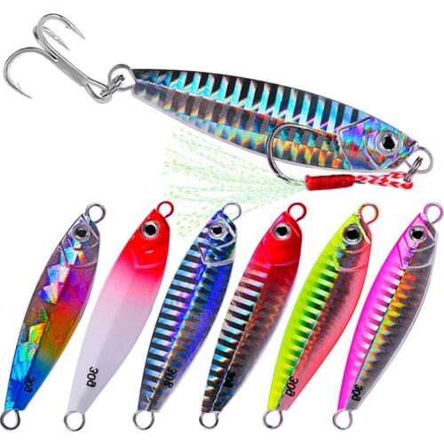 6pcs/lot Spoon Jig Fish Lure 7-10-15-20-30g Weights Metal Jigging Fishing Lure Casting Sea Bass Lure Artificial Spoon Hard Baits