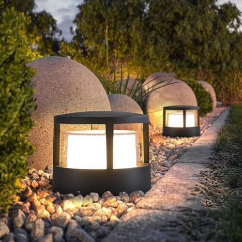 7/12W Aluminum Patio Lawn Pillar Light Outdoor Waterproof Garden Pathway Lamp Villa Park Courtyard Landscape Bollard Light