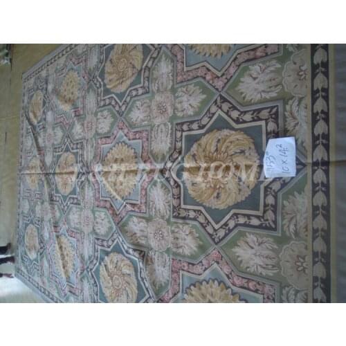 Free shipping 10'x14.2' French Aubusson rugs Beige and madellian French style rugs Floral design