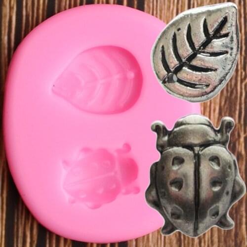 Ladybug Leaves Silicone Molds DIY Party Cupcake Topper Fondant Cake Decorating Tools Candy Polymer Clay Chocolate Gumpaste Mould