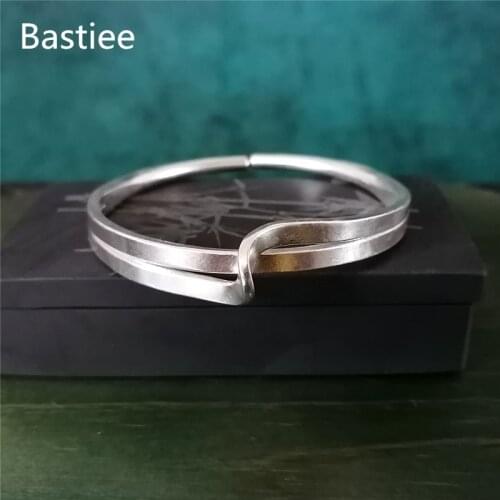 Bastiee 999 Silver Hmong Wedding Bangle Handmade Cuff Bracelet For Women Man Luxury Jewelry Miao Traditional Bangles Unisex