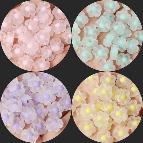 50pcs Matte Acrylic Spaced Bead Frosted Transparent Flower Shape Bead For Jewelry Making DIY Bracelet Necklace Earrings Supplies