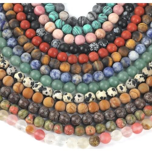 Natural Stone Beads 4mm Quartz Agates Jaspers Matte Frost Round Loose Beads For DIY Necklace Bracelets Jewelry Making