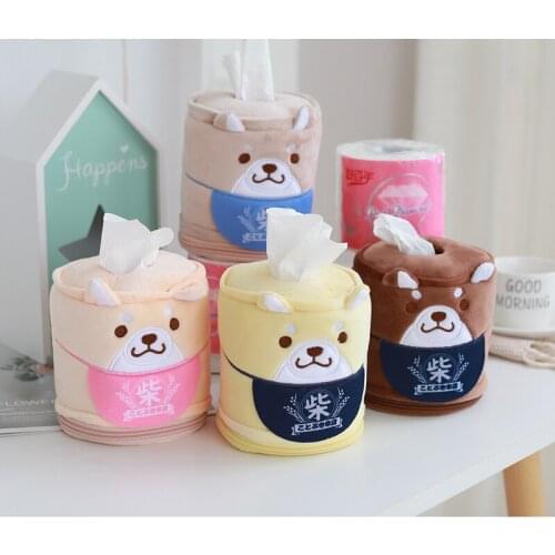 Shiba Inu Tissue Cover Cute Cartoon Plush Box Paper Container Storage Holder Case Home Decor Car Accessory super soft gift