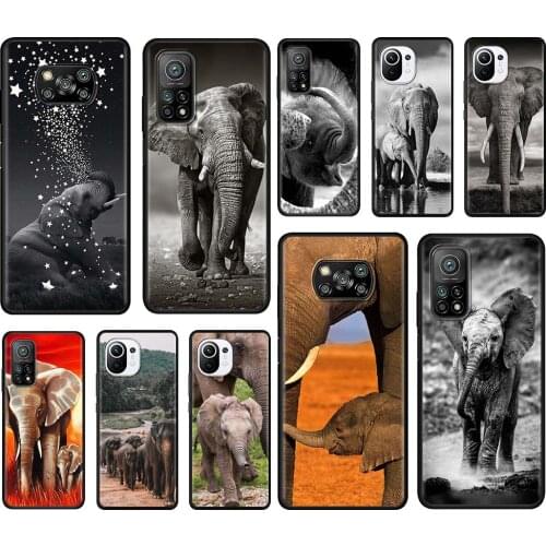 Mobile Phone Case For Xiaomi Mi Poco X3 NFC 10T Pro 5G M3 11 Note 10 Lite Black Shell 9T Cushion Cover Indian Animal Elephant