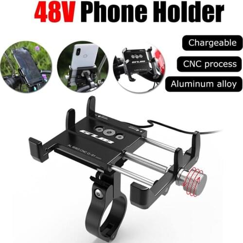 GUB G-91 Aluminum Alloy Phone Holder USB Charging Bike Mount Electric Motorcycle Scooter Mobile Phone Handlebar Stand Holder