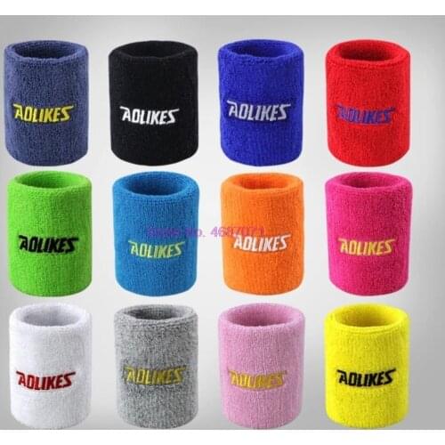 By DHL 200pcs AOLIKES 8cm Gym Wristbands Hand Towel Wrist Support for Tennis Basketball Sports Sweatbands Cotton Wrist Bracer