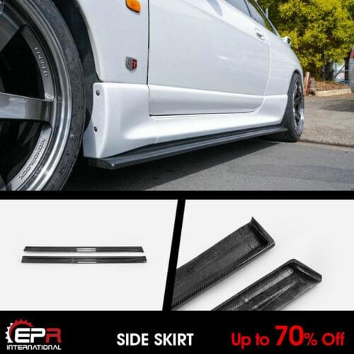 For Nissan Skyline R33 GTR EPA Style Carbon Glossy Side Skirt Extension Exterior Car Accessories