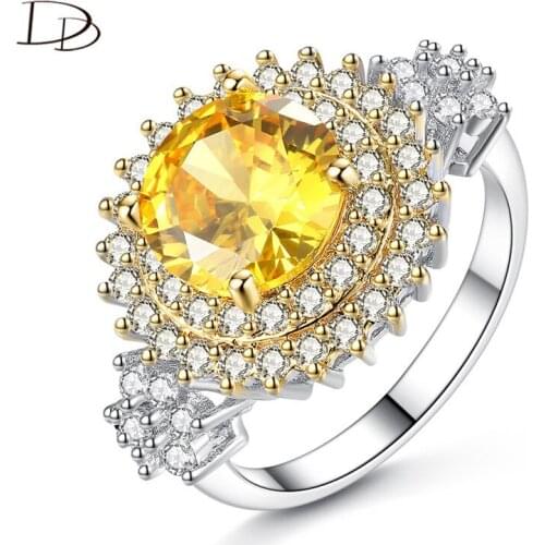 DODO Gorgeous Princess Rings Yellow AAA Cubic Zirconia 3 Layers Rings For Women Banquet Ladies Fine Jewelry Drop Shipping R397Y