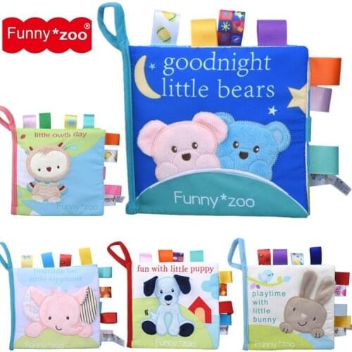 Funnyzoo2021 Baby Animal Stereoscopic Cloth Book Early Teaching Tears Label Cloth Book Label Baby Cloth Book baby books learning
