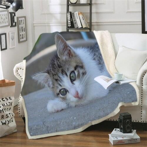 Custom Cat Cotton Summer Blanket Bed Cover Sofa Travel Cartoon Cat Thread Large Soft Throw Blanket