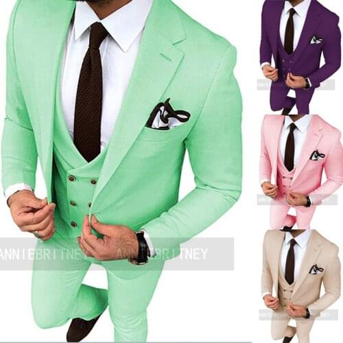 Tailored Mint Green Groom Wedding Suit 3Pcs Plus Size Male Blazer Slim Fit Fashion Men Prom Party Tuxedo Jacket Vest Pants Set
