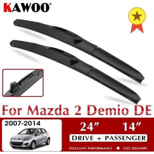 KAWOO Wiper Front Car Wiper Blade For Mazda 2 Demio DE 2007-2014 Windshield Windscreen Front Window Accessories 24"+14" LHD RHD