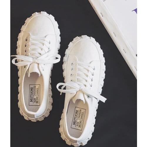 Platform Canvas Women Shoes Harajuku Japanese Vulcanized Sneakers Outdoor Breathable Female Leisure White Footwear 2021 New