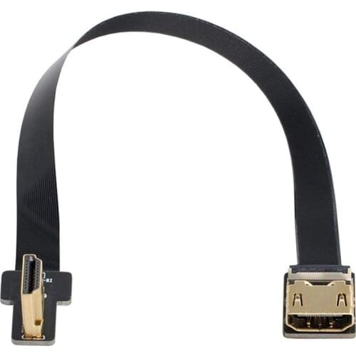 Top Deals FPV HDMI Cable Left Angled 90 Degree HDMI Male to Female FPC Flat Cable for HDTV Multicopter Aerial Photography