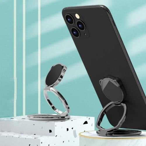 Aluminum Alloy Practical Smart Phone Metal Ring Bracket Compact Finger Ring Bracket Cute Bear Shape for Car