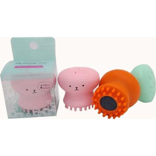 Cute Lovely Small Octopus Shape Silicone Facial Cleaning Brush Soft Deep Cleansing Exfoliator Face Cleanser Washing Brush
