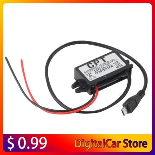 Reliable Car Power Technology Charger DC Converter Module Single Port 12V To 5V 3A 15W with Micro USB Cable CPT-UL-6