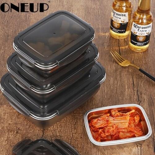 ONEUP 304 Stainless Steel Lunch Box Induction Cooker Heating Food Container New Korean Style Bento Box Kitchen Accessories