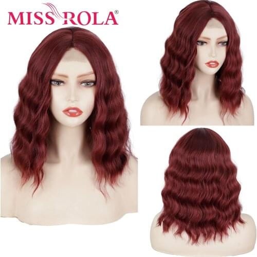 MISS ROLA Short Water Wavy Synthetic Middle Part Cosplay Wig Heat-Resistant Fiber Hair For Women Party/Daily