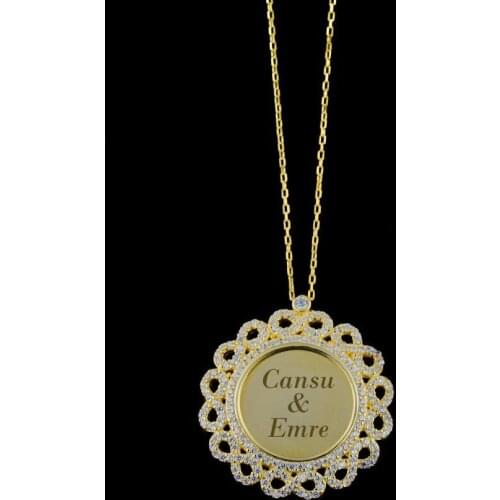 925 Sterling Silver Gold Plated Necklace for Women with Name Writable Infinity Frame Design