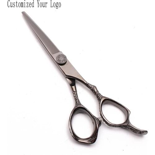 5.5" 6" 440C Black Scissors For Animals Straight Scissors Thinninng Shears Pet Scissors Professional Grooming Scissors Kit C9001