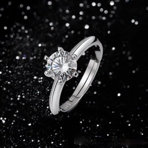 Luxurious and Exquisite Six Claw Zircon Ten Heart Ten Arrow Adjustable Ring Bridal Wedding Ring Women Engagement Jewelry