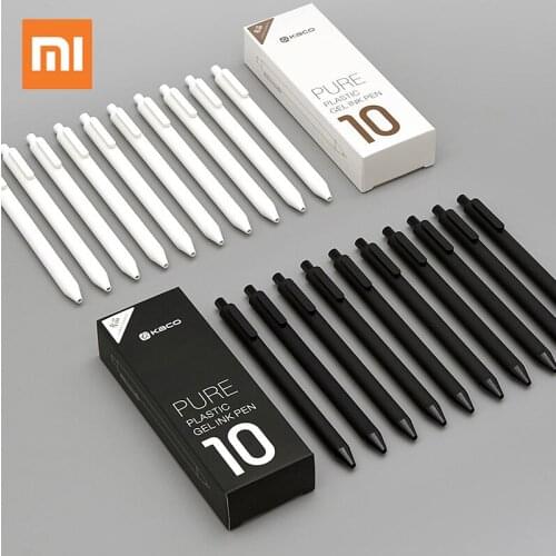 10pcs/lot Xiaomi KACO Sign Pens 0.5mm Pen ,Signing Pen Black White ABS Plastic Smooth Ink For Student School/Office worker