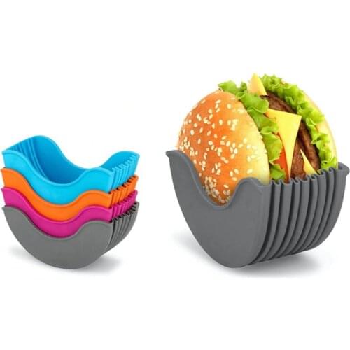 Silicone Burger Holder Sandwich Clip Shell Retractable Reusable Kitchen Hamburger Food Bun Fixed Rack