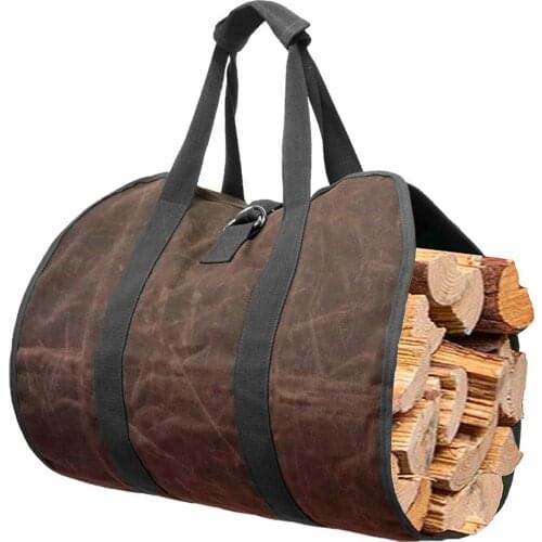 Firewood Storage Bag Canvas Outdoor Camping Wood Log Carrier Match Bag Package Outdoor Tote Wood Carrier Home Kitchen Supplies