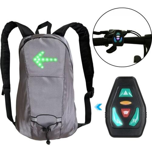 Bicycle Bag Backpack with LED Safety Display Outdoor Cycling Hiking Bagpacks Waterproof 15L Remote Control Remote Control Bag