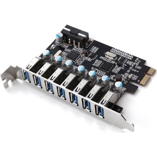 Super Speed PCI-E to USB 3.0 7 Ports Superspeed PCI-E Expansion Card PCI Express Internal Connector for Desktops PC EM88