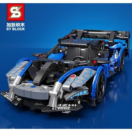 SY8158 Build Machinery Frenzy Pull Back Super racing car Senna Boy Assemble Small Sports Car Building Block Toys for gifts