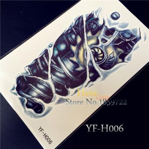 Tatouage taty Transfer Large Waterproof temporary tattoos for boy men YF-H006 Big 3D mechanical arm Black Fake tattoo stickers