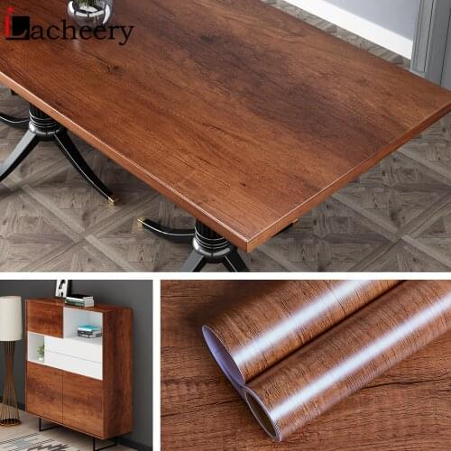 Wood Grain Writing Desk Wallpaper Self Adhesive Waterproof PVC Dining Table Wardrobe Cabinet Renovation Sticker Room Decoration