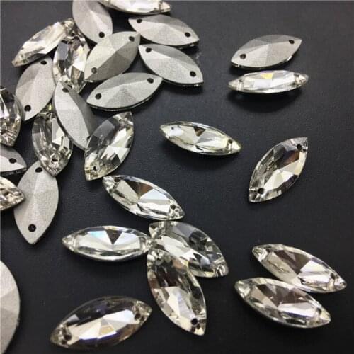 TopStone 7x15mm 9x18mm Pointback Horse eye sew on Rhinestone Crystal clear Color Marquise Glasss Crystal Sew on Stone