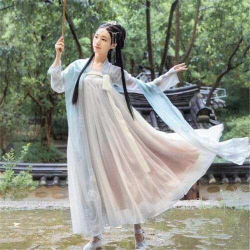 Vintage Women Hanfu Dress Tang Suit Set Embroidery Fairy Girls Ancient Elegant Dress Stage Performance Photography Dress