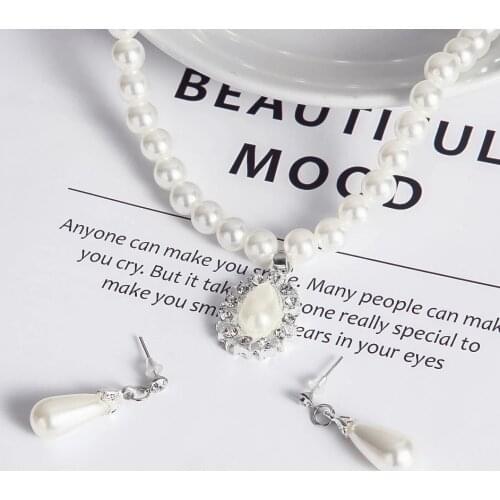 Pearl Jewelry Sets for Women Jewelry Bride Pearl Necklace Set Earrings Pendant Necklace Earrings Jewelry Set For Women