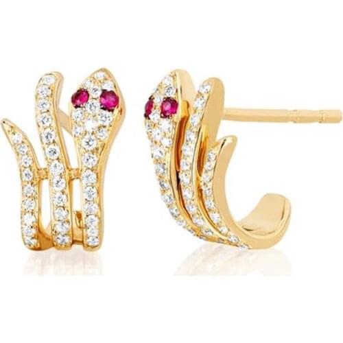 2020 NEW Fashion Womens Punk Style Animal Snake Earrings Gold color Earring Snakelike Animal Climber Ear Jewelry Gift