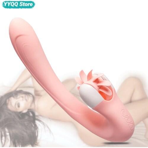 Female Vibrator Tongue Clitoris Vagina Stimulation Dual Motor Heating Vibration Silicone Womens Adult Products Sexual Interest